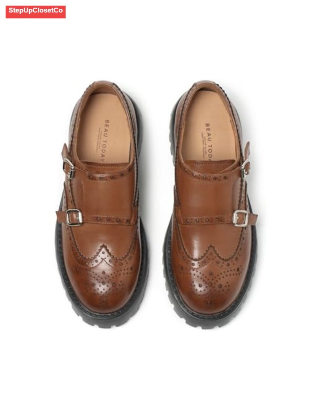 Women's Chunky Calfskin Leather Loafers Lug Sole Tassel Slip On - Picture 1 of 6